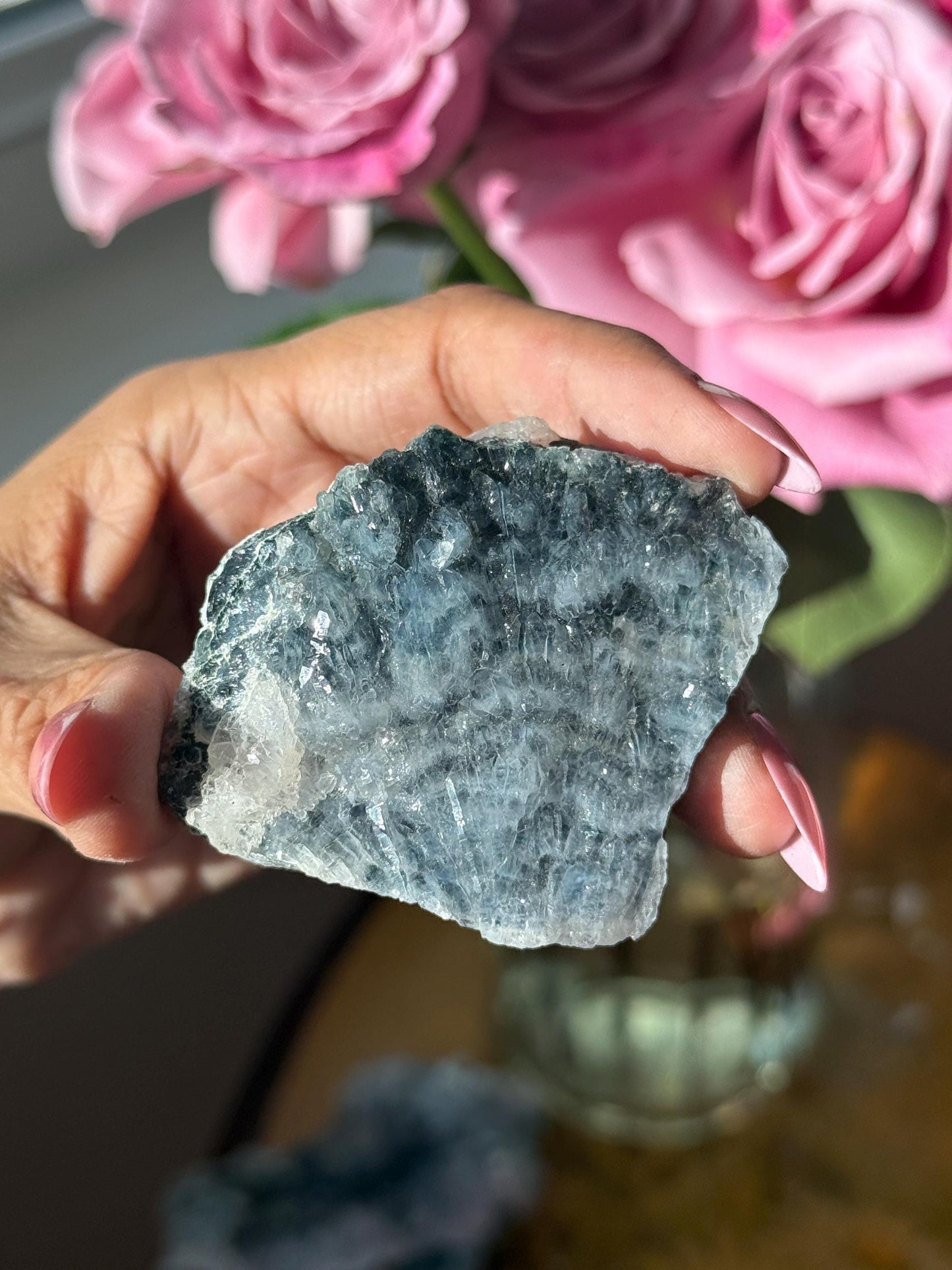 Blue Amethyst Zeolite, Amethyst Geode Cluster, Natural Raw Amethyst, Zeolite Raw Crystal Mineral, Crystal Gifts, Fossils, SMALL