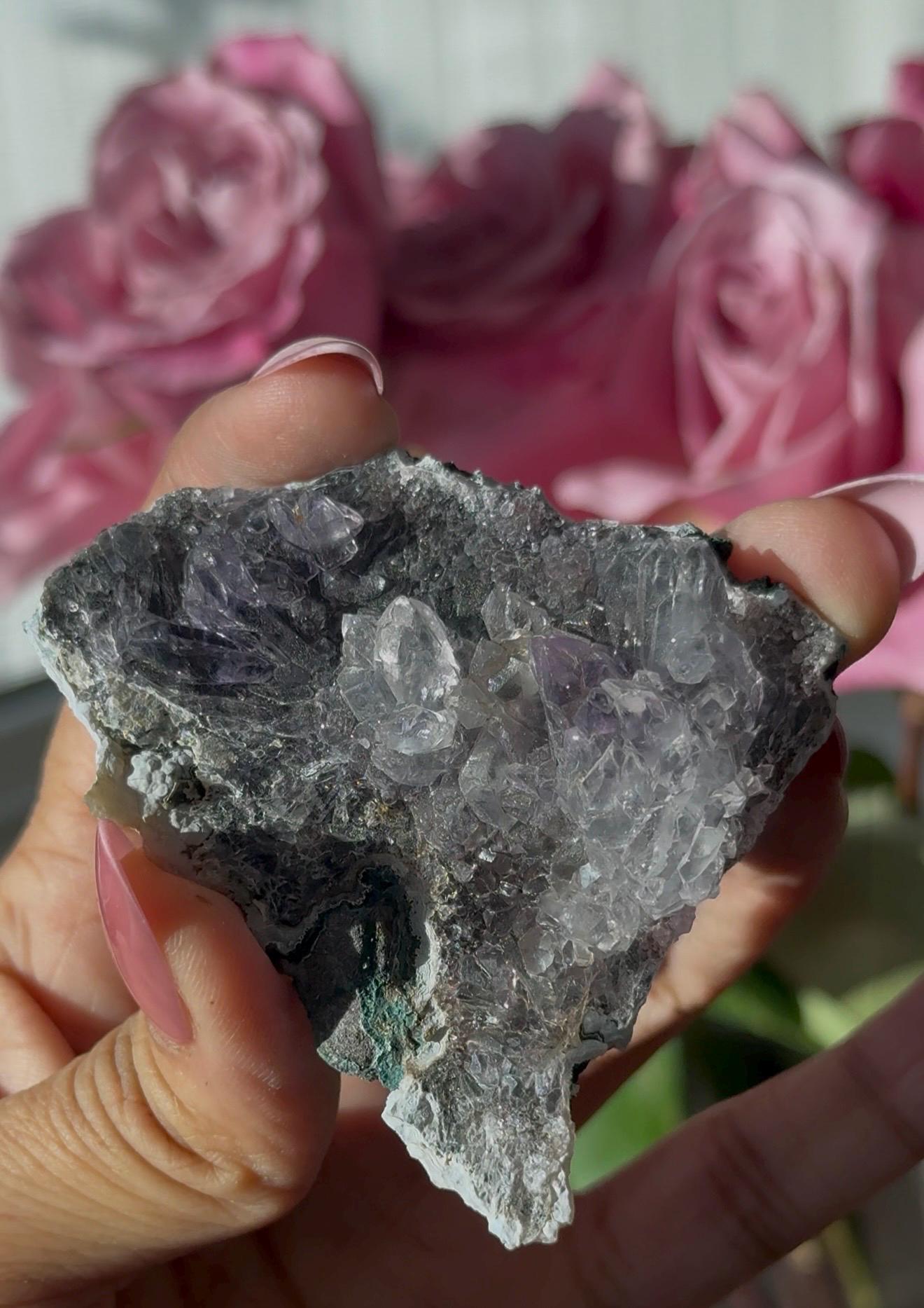 Flower Amethyst Zeolight, Amethyst Geode Cluster, Natural Raw Ameythst, Amethyst Flower, Zeolight Raw Crystal Mineral, Crystal Gifts, Fossil