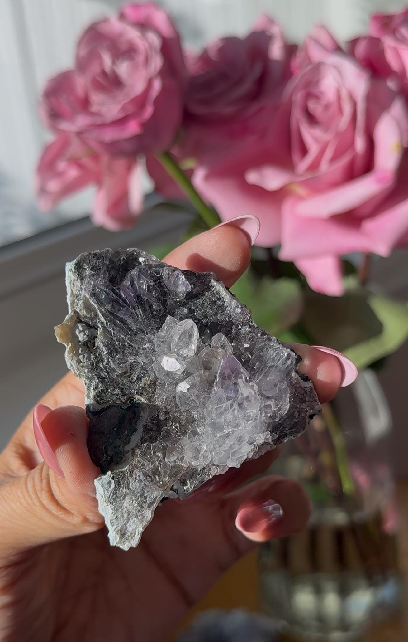Flower Amethyst Zeolight, Amethyst Geode Cluster, Natural Raw Ameythst, Amethyst Flower, Zeolight Raw Crystal Mineral, Crystal Gifts, Fossil