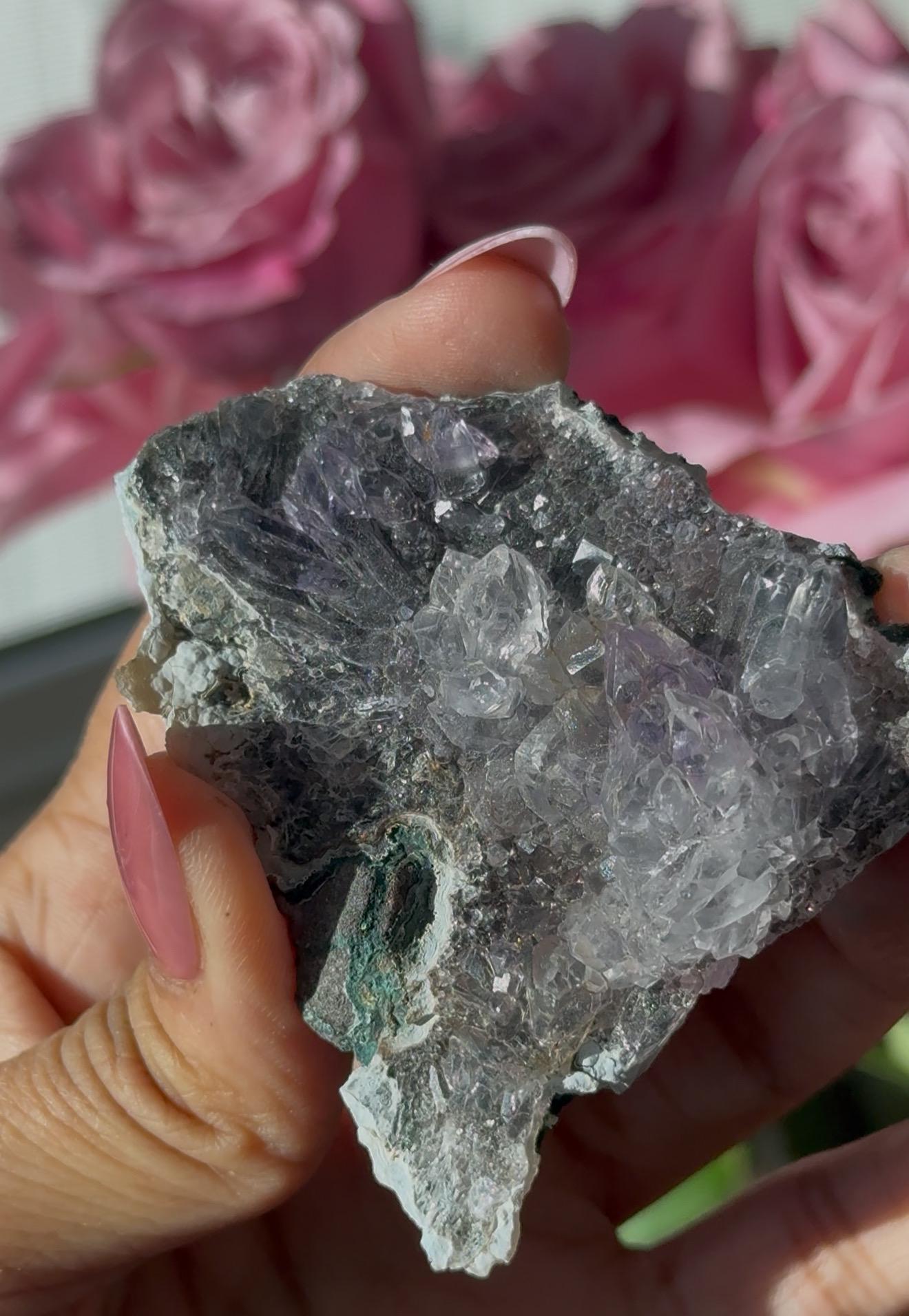 Flower Amethyst Zeolight, Amethyst Geode Cluster, Natural Raw Ameythst, Amethyst Flower, Zeolight Raw Crystal Mineral, Crystal Gifts, Fossil