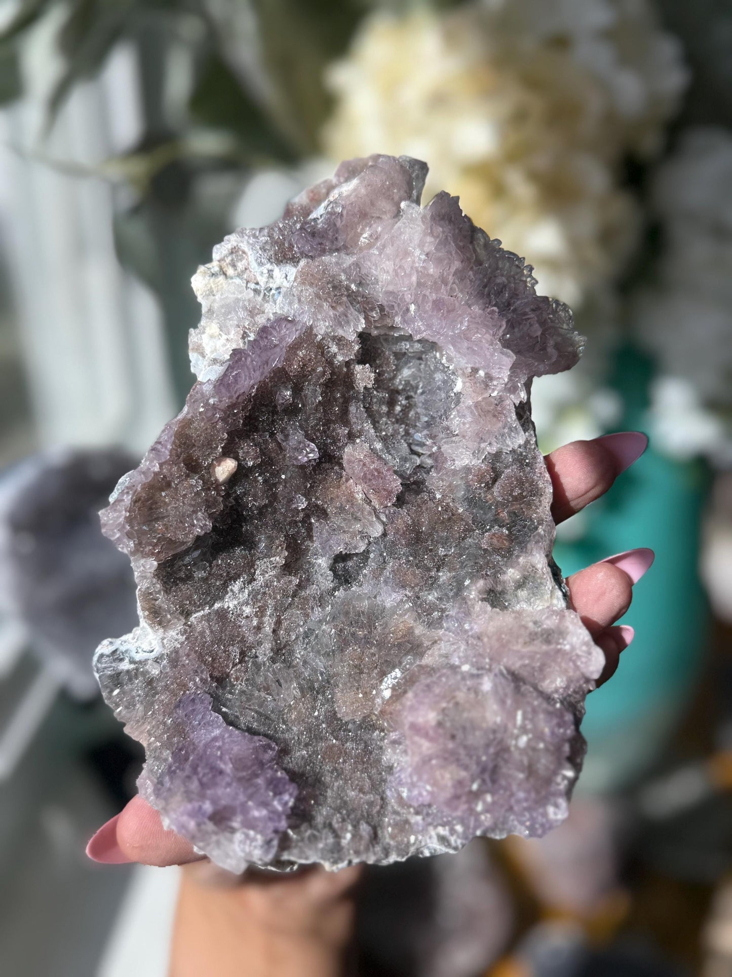 Flower Amethyst Zeolite, Amethyst Geode Cluster, Natural Raw Amethyst, Amethyst Flower, Zeolite Raw Crystal Mineral, Crystal Gifts