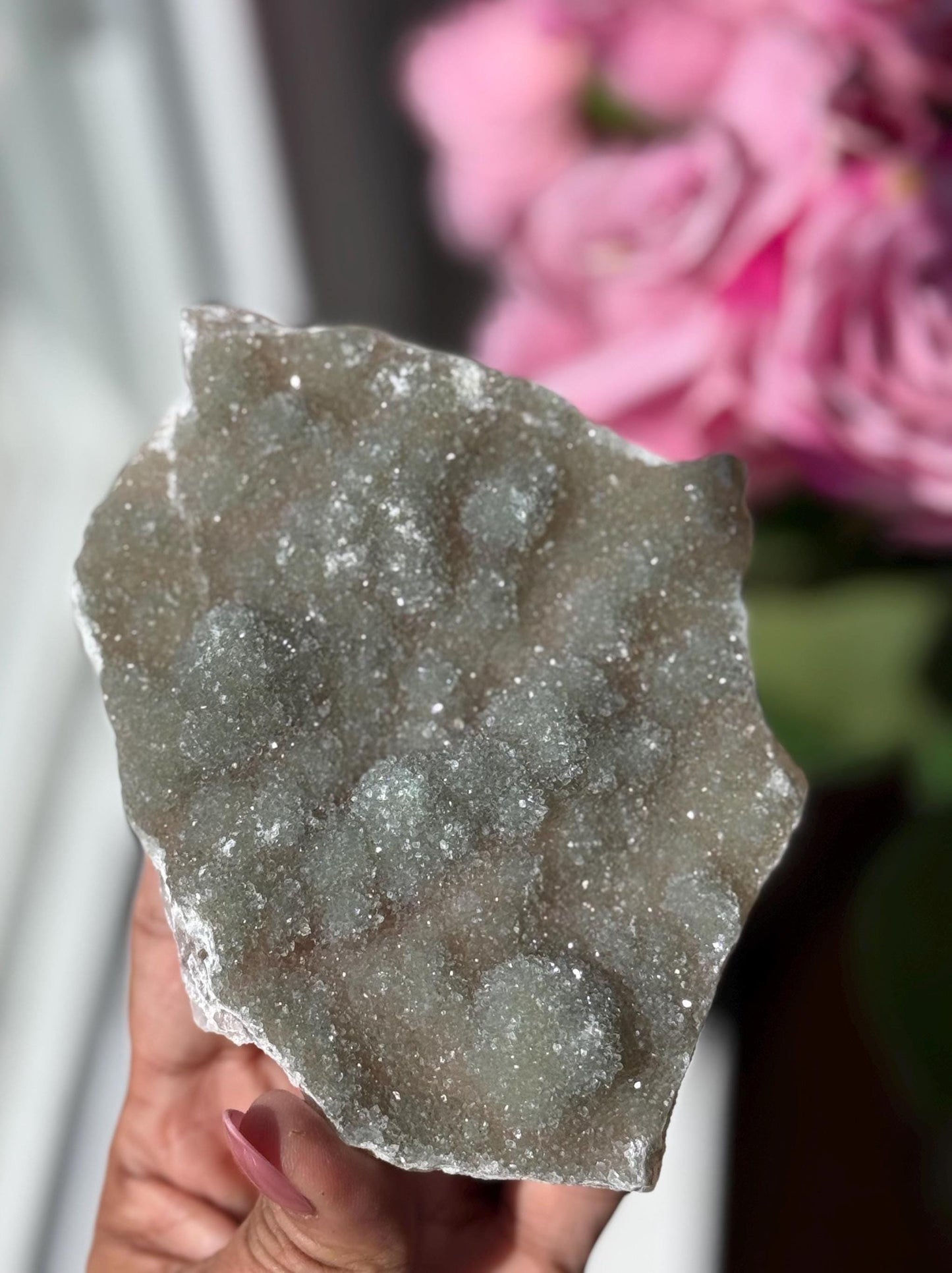 Druzy Green Amethyst Zeolite, Green Amethyst Geode, Natural Raw Amethyst, Amethyst Flower, Zeolite, Raw Crystal Mineral, THIN