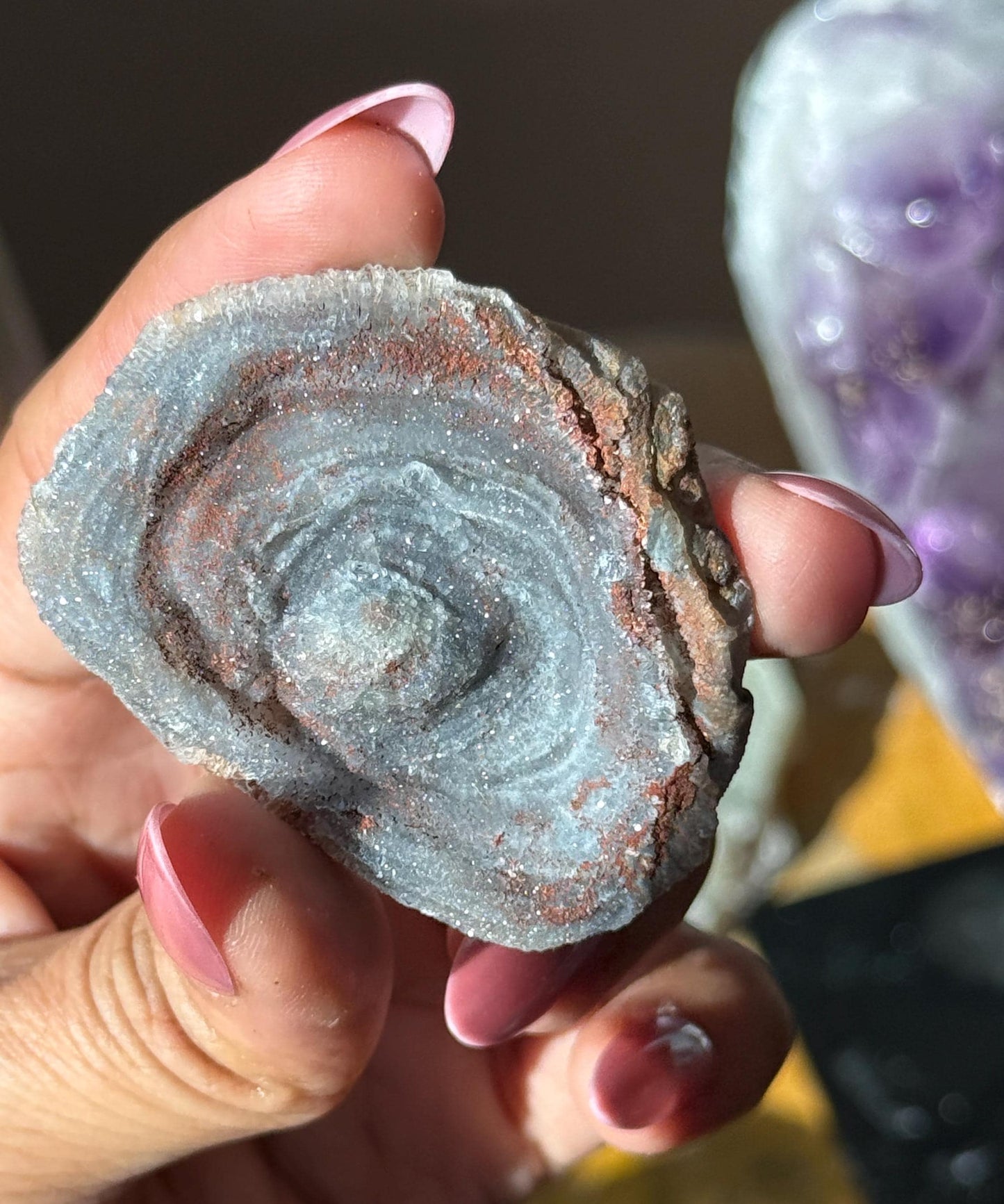 Druzy Chalcedony, Galaxy Chalcedony, Druzy Chalcedony Specimen, Natural Raw Chalcedony, Raw Blue chalcedony, Fossils, Crystal Gifts,