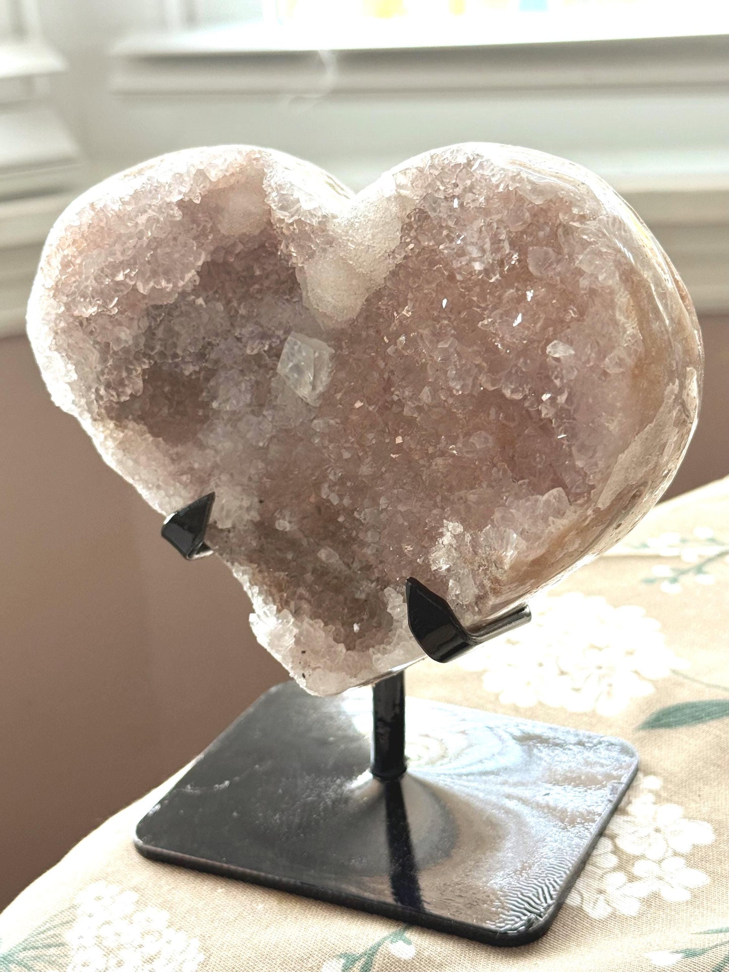 Druzy Pink Amethyst Heart - Brazilian Pink Amethyst Zeolite