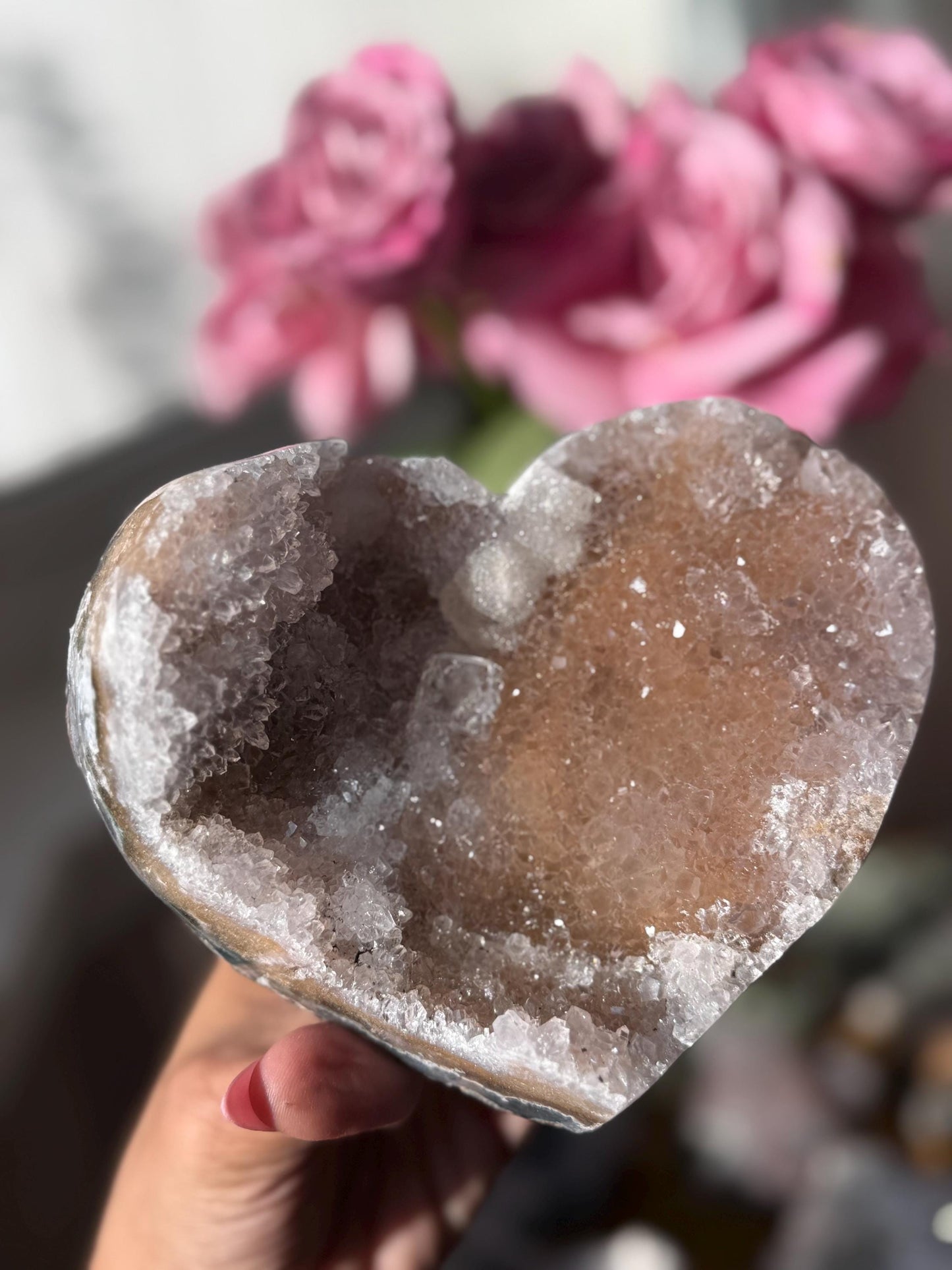 Druzy Pink Amethyst Heart - Brazilian Pink Amethyst Zeolite