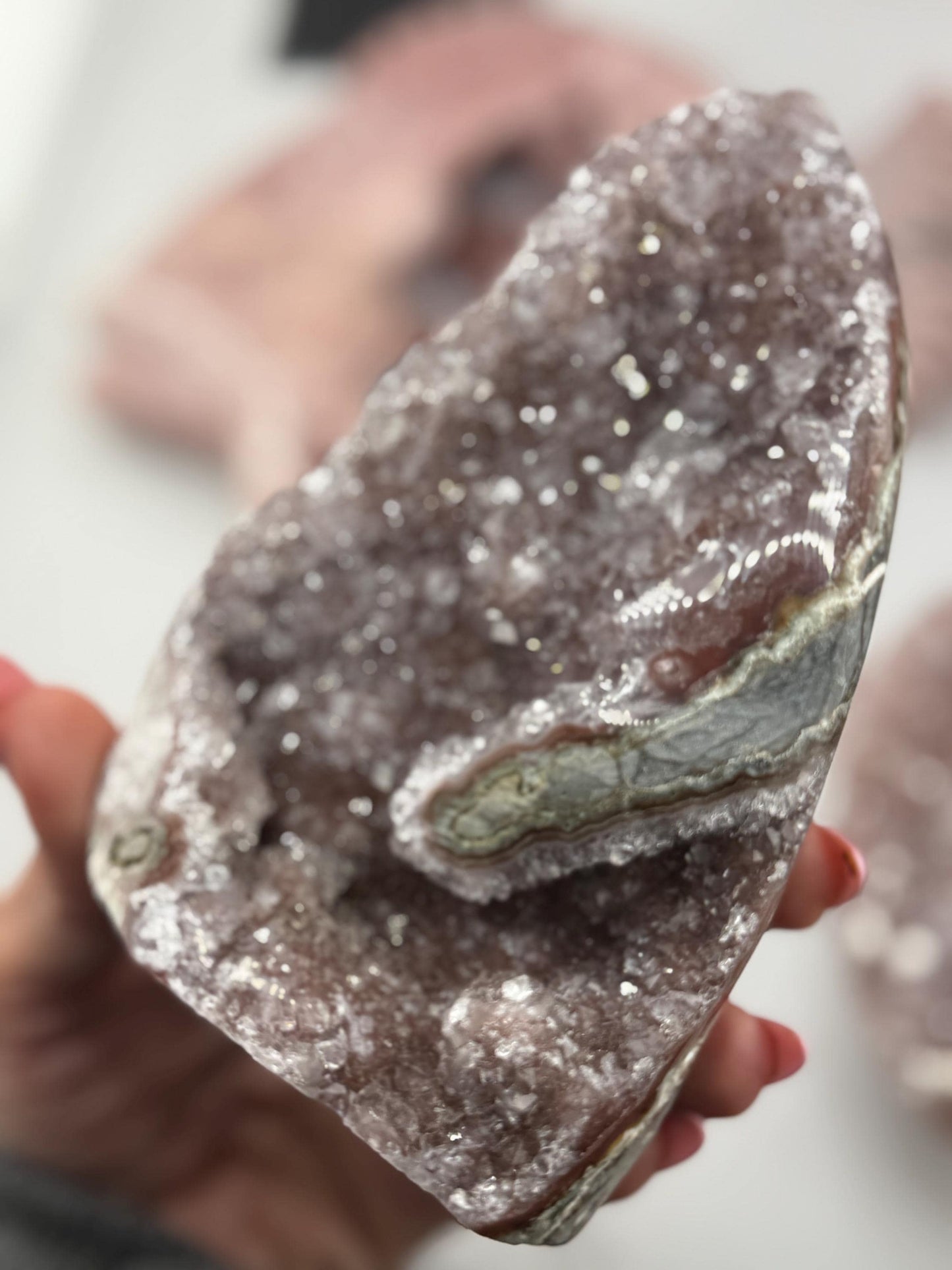 Sparkly Amethyst with Calcite, Galaxy Amethyst,  Polished Amethyst, Amethyst Cut Base, Calcite Amethyst