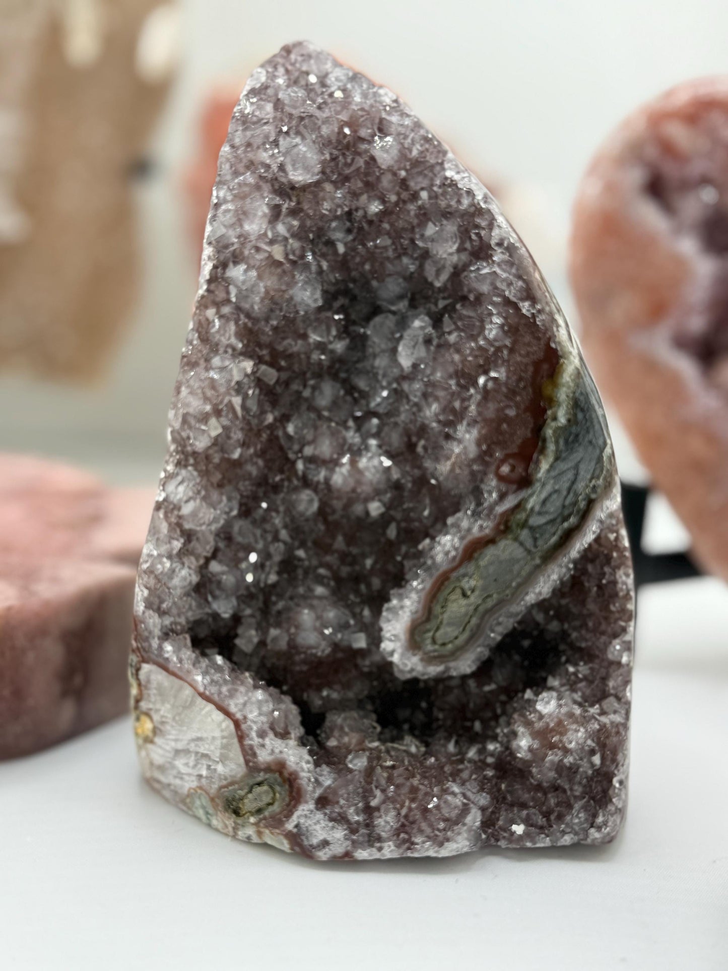 Sparkly Amethyst with Calcite, Galaxy Amethyst,  Polished Amethyst, Amethyst Cut Base, Calcite Amethyst