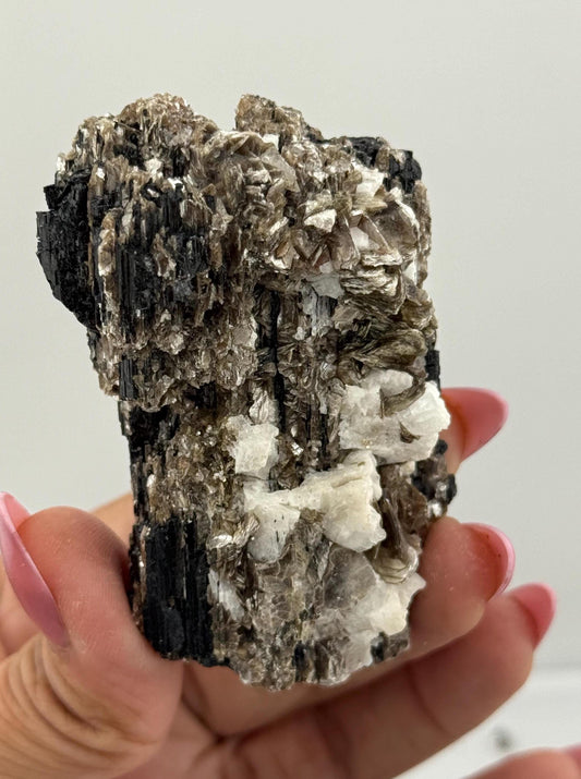 Black Tourmaline with Mica, Raw Black Tourmaline, Tourmaline mineral, Raw Crystal Specimen, Crystal Gifts, Home Decor