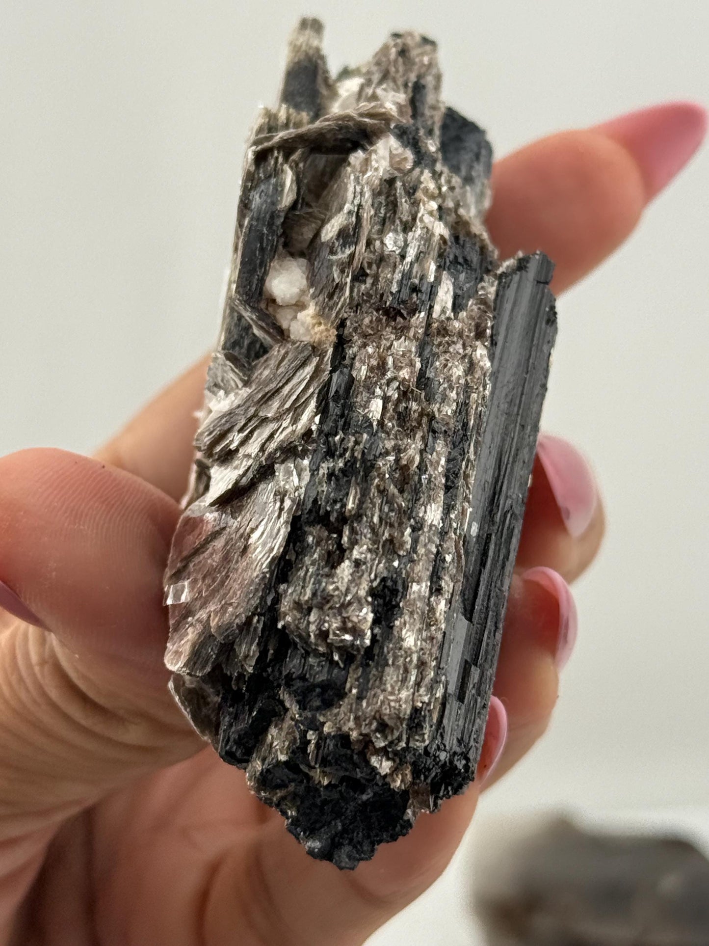 Black Tourmaline with Mica, Raw Black Tourmaline, Tourmaline mineral, Raw Crystal Specimen, Crystal Gifts, Home Decor