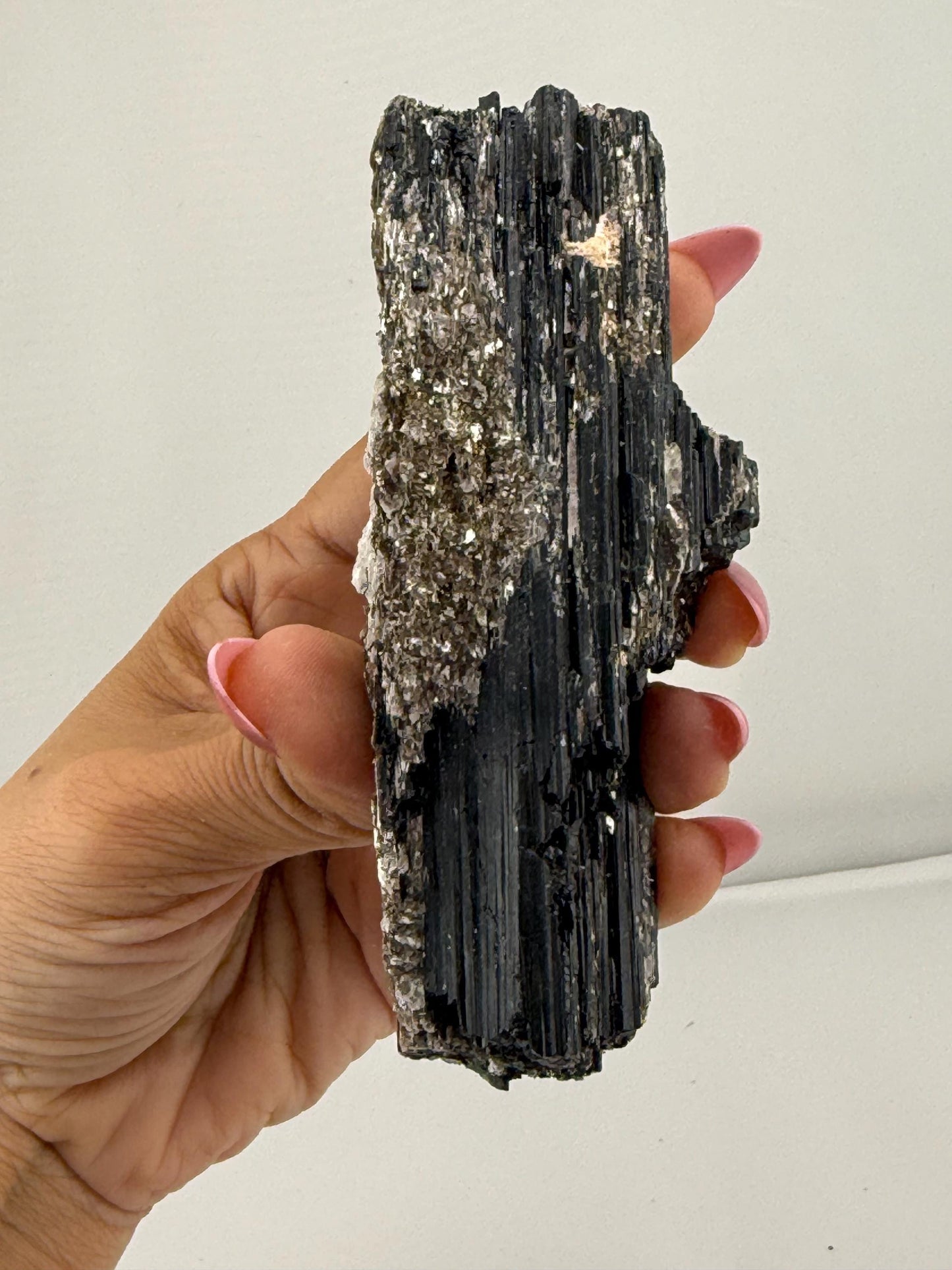 Black Tourmaline with Mica, Raw Black Tourmaline, Tourmaline mineral, Raw Crystal Specimen, Crystal Gifts, Home Decor
