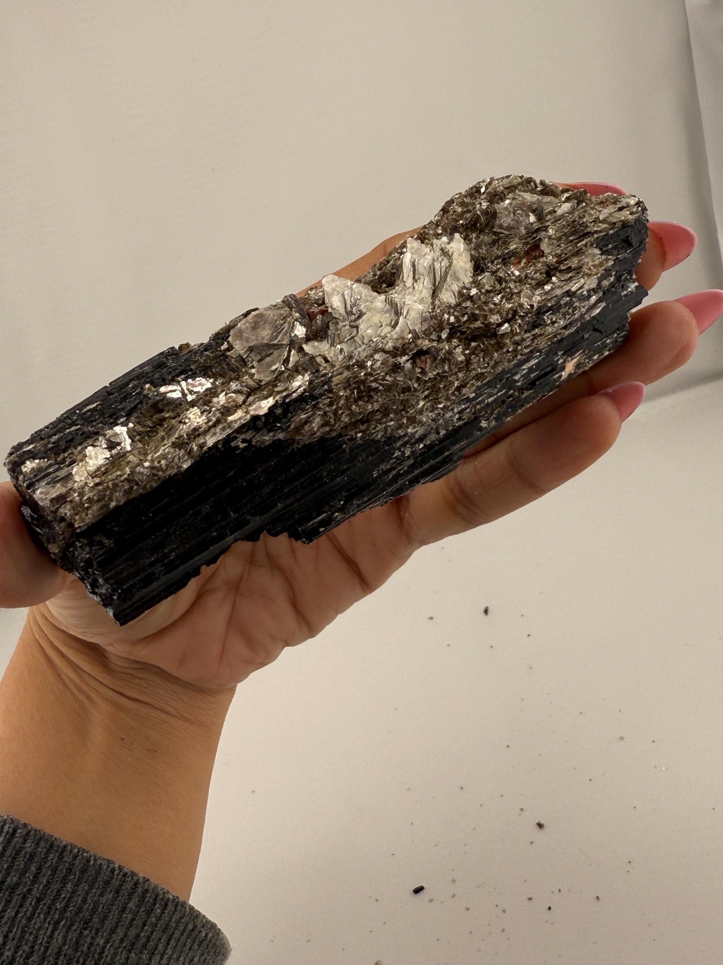 Black Tourmaline with Mica, Raw Black Tourmaline, Tourmaline mineral, Raw Crystal Specimen, Crystal Gifts, Home Decor
