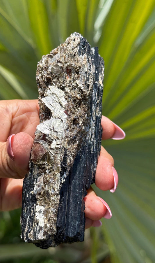 Black Tourmaline with Mica, Raw Black Tourmaline, Tourmaline mineral, Raw Crystal Specimen, Crystal Gifts, Home Decor