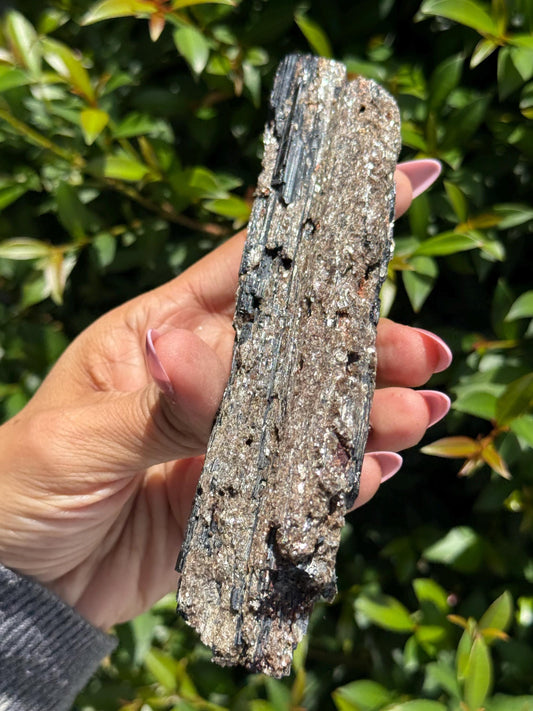 Black Tourmaline with Mica, Raw Black Tourmaline, Tourmaline mineral, Raw Crystal Specimen, Crystal Gifts, Home Decor