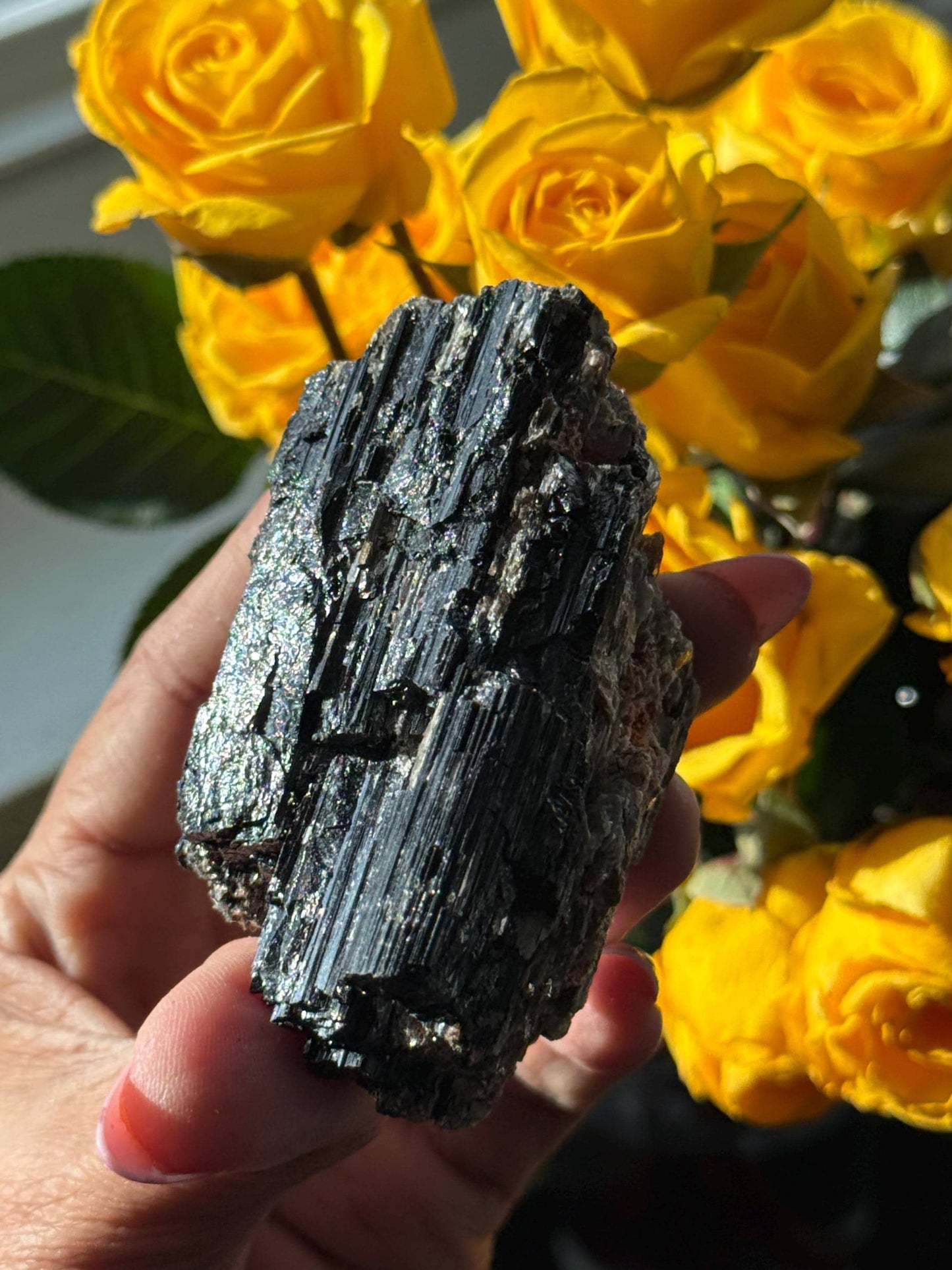 Small Black Tourmaline with Mica, Raw Black Tourmaline, Tourmaline mineral, Raw Crystal Specimen, Crystal Gifts, Home Decor