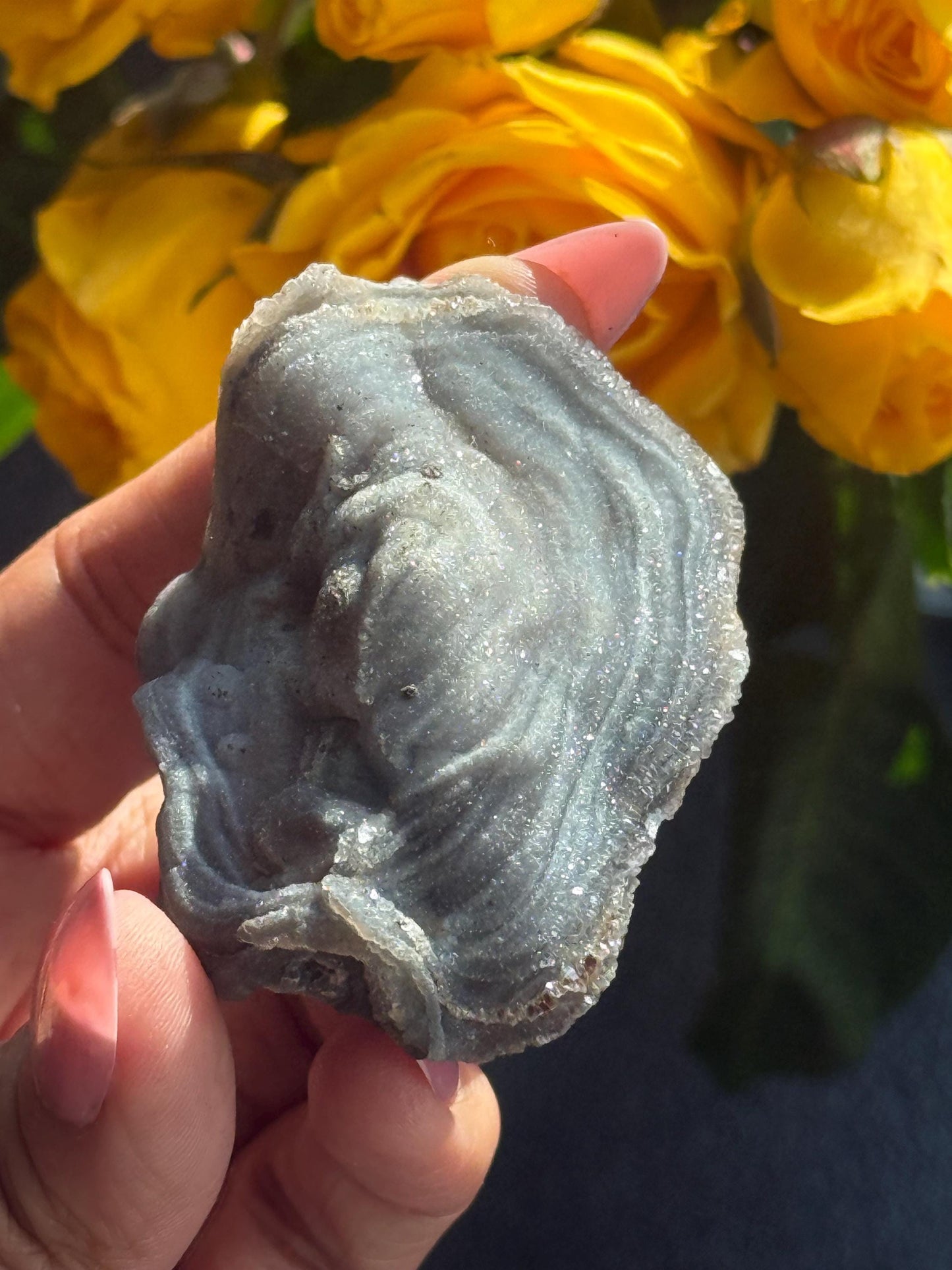 Druzy BlueChalcedony, Galaxy Chalcedony, Blue Chalcedony Specimen, Natural Raw Chalcedony, chalcedony, Fossils, Crystal Gifts,