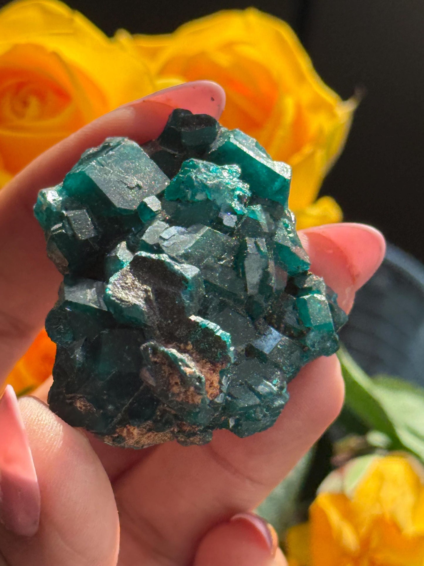 Dioptase, Natural Raw Dioptase, Dioptase from Republic of the Congo, Fossils and Minerals,