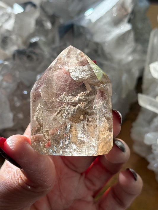 Smoky Quartz Polished Point,Silver Rutilated Quartz,Rutilated Quartz, Rutile Quartz, Garden Quartz, Polished Lodolite Quartz, Crystal Gifts,