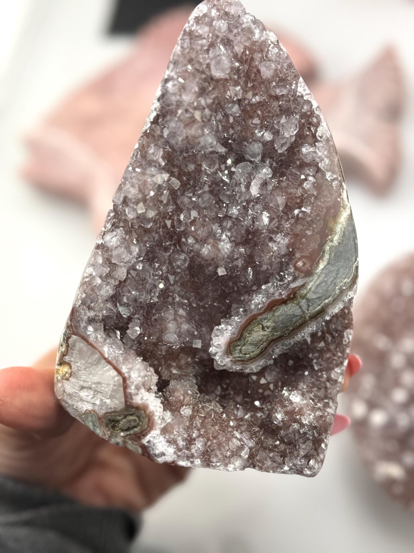 Sparkly Amethyst with Calcite, Galaxy Amethyst,  Polished Amethyst, Amethyst Cut Base, Calcite Amethyst