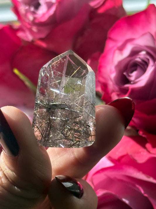 Silver Rutilated Quartz, Black Rutile, Titanium dioxide mineral, Rutilated Quartz, Rutile Quartz, Mini