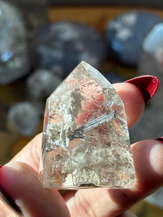 Silver Rutilated Quartz, Titanium dioxide mineral, Black Rutile, Rutilated Quartz, Rutile Quartz, Garden Quartz, MINI SIZE
