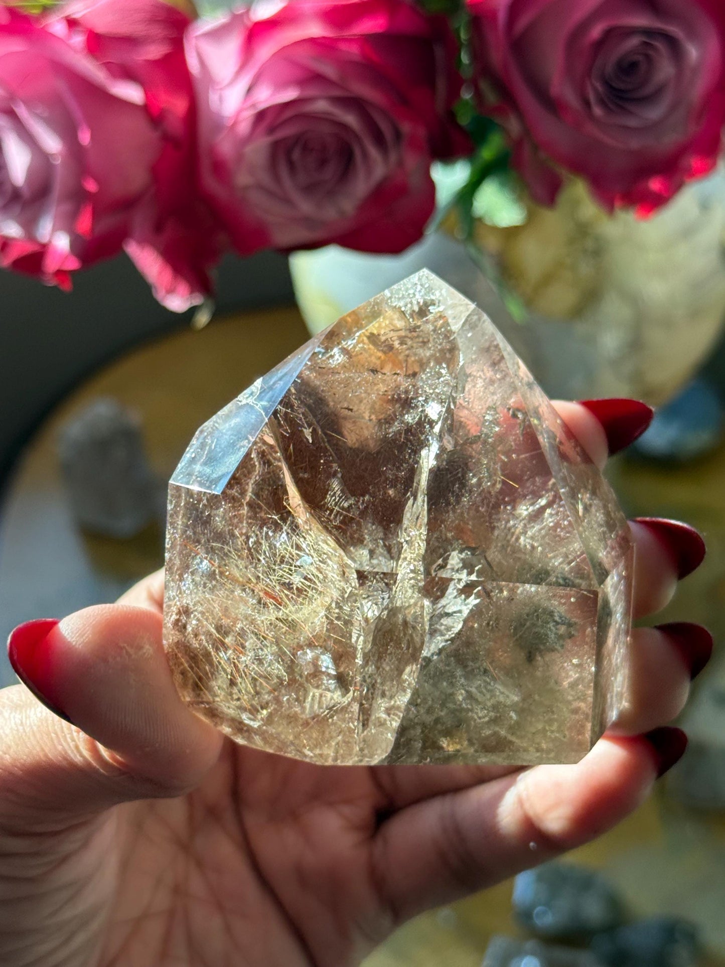 Garden Quartz Crystal, Rutile Quartz, Lodolite Quartz,