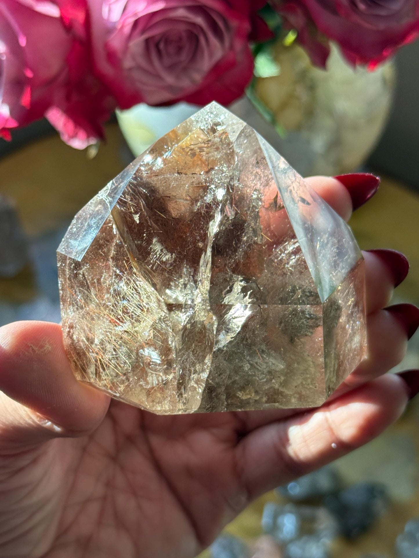 Garden Quartz Crystal, Rutile Quartz, Lodolite Quartz,