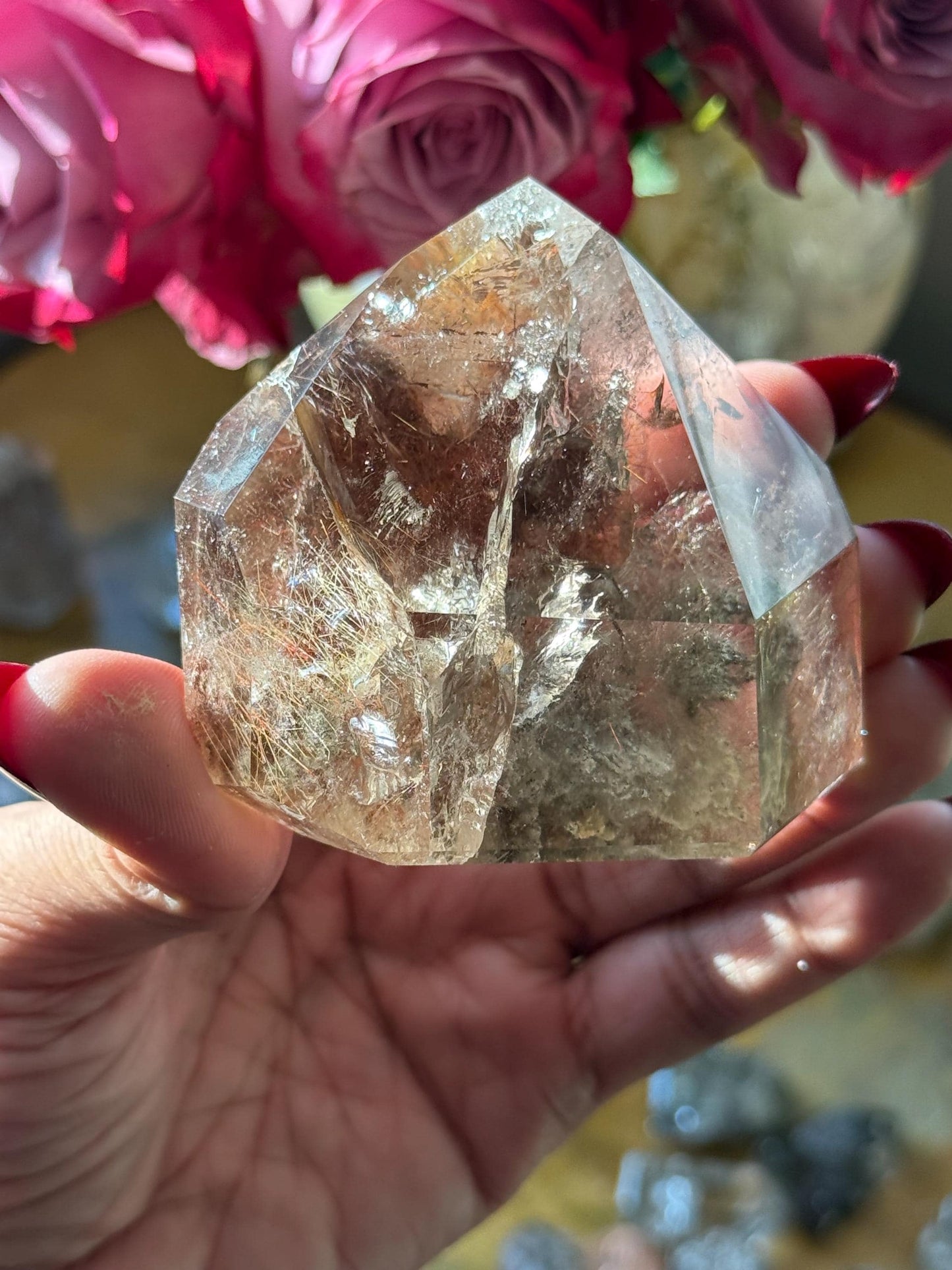 Garden Quartz Crystal, Rutile Quartz, Lodolite Quartz,