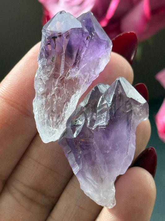Adorable Twin Amethyst Roots, Amethyst Dragons Tooth, Raw Amethyst, Crystals for wire wrapping, Crystal Jewelry, Crystal Wholesale