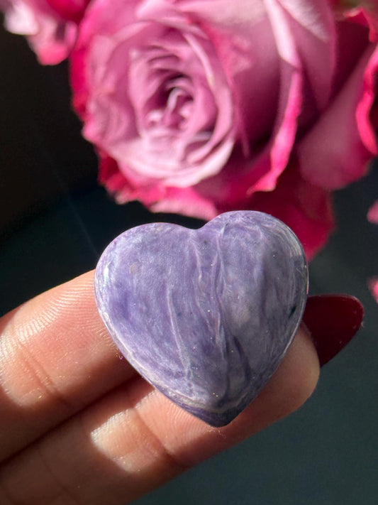 Charoite Heart, Charoite From Russia, Crown Chakra Healing Crystal, Worry Stone, Witchy Things