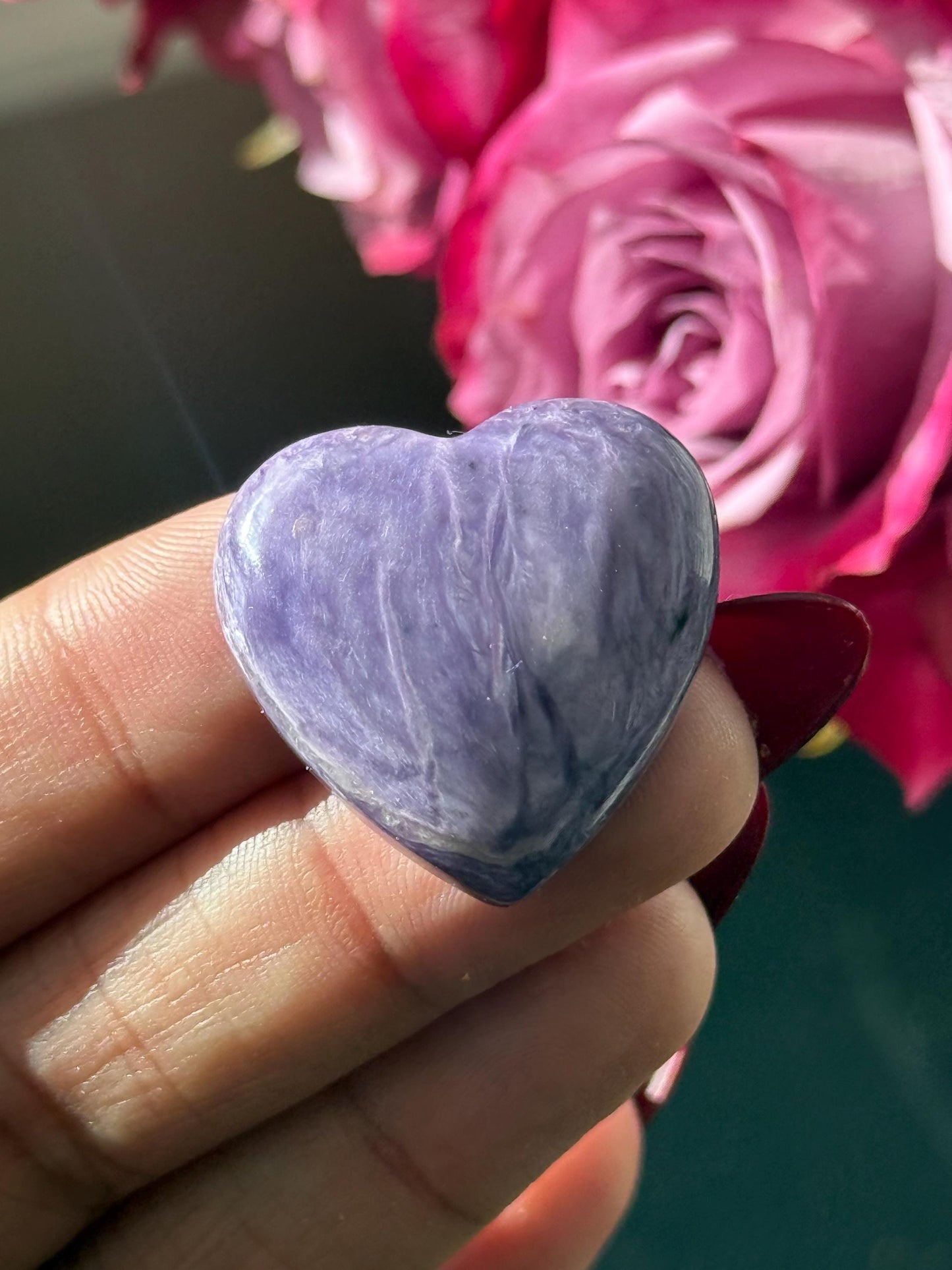 Charoite Heart, Charoite From Russia, Crown Chakra Healing Crystal, Worry Stone, Witchy Things
