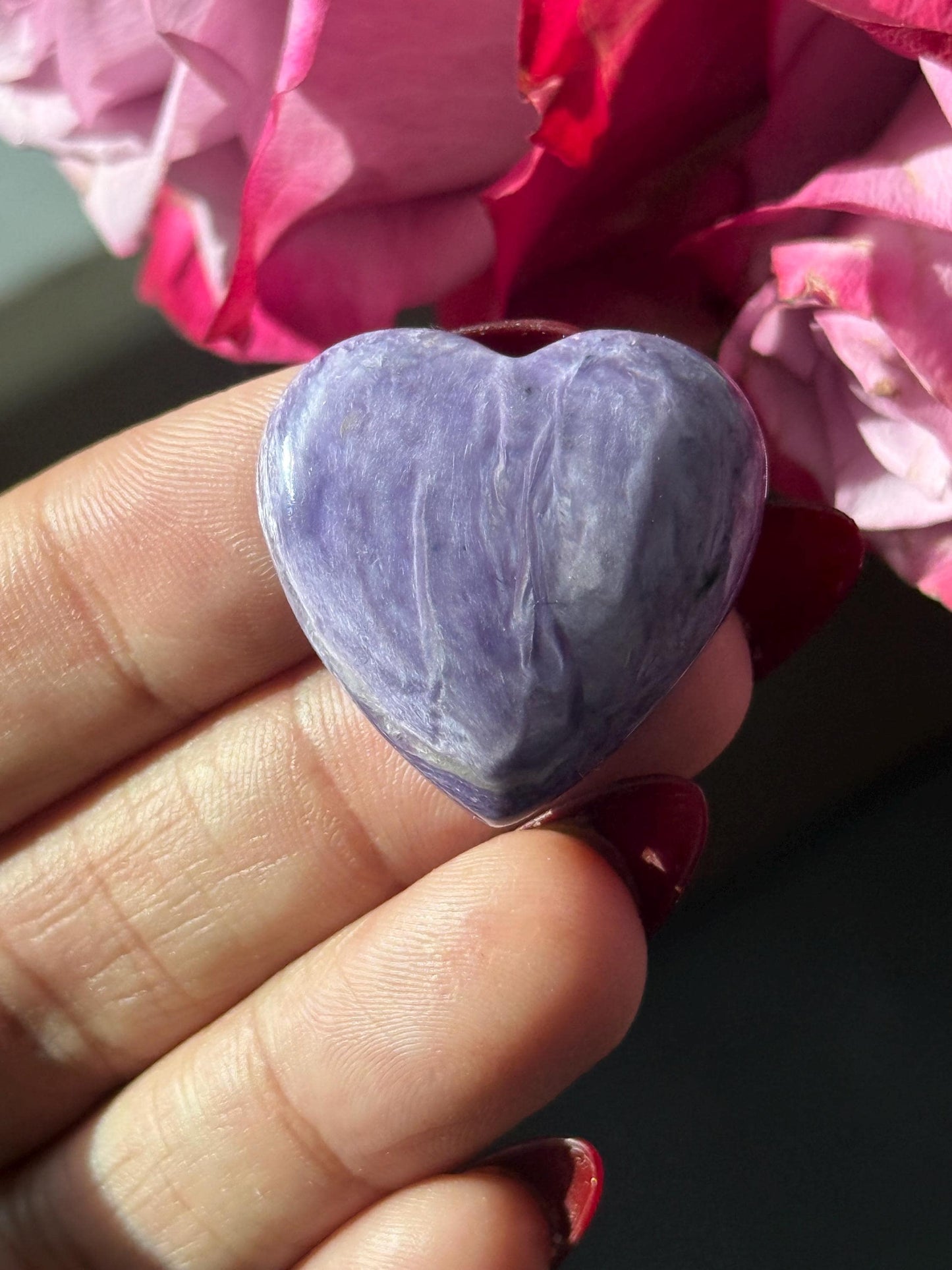 Charoite Heart, Charoite From Russia, Crown Chakra Healing Crystal, Worry Stone, Witchy Things