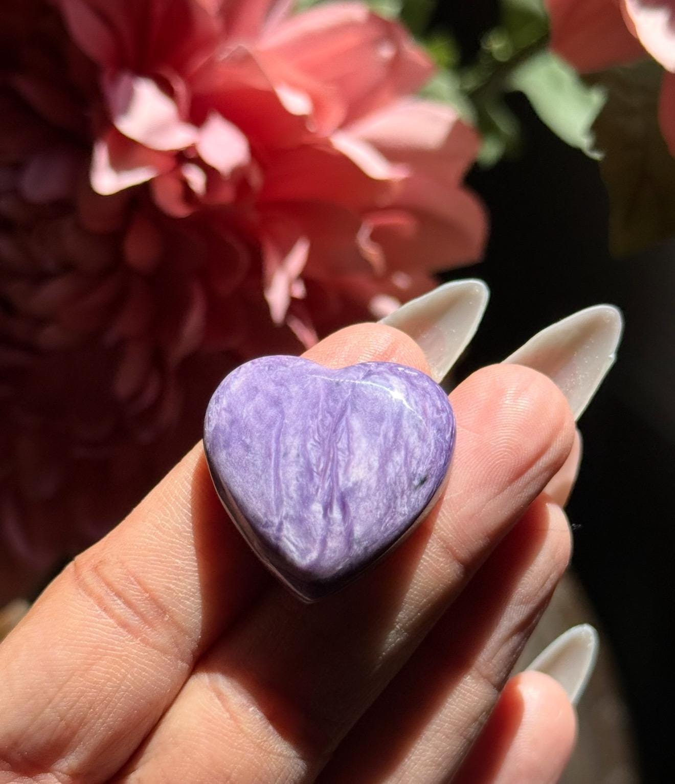 Charoite Heart, Charoite From Russia, Crown Chakra Healing Crystal, Worry Stone, Witchy Things