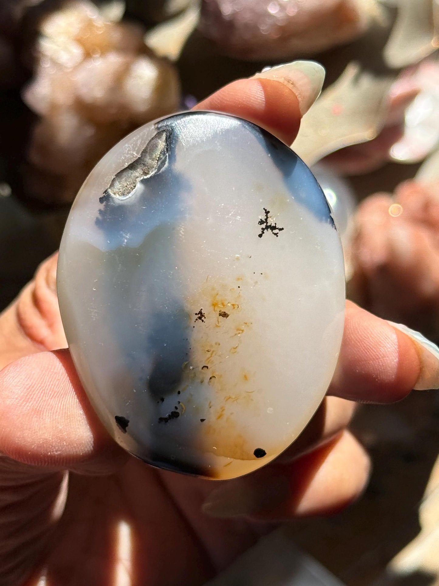 Dendritic Agate Palm stone, Dendrite, Dendritic Agate, Merlinite, Wizard Stone, Stone of Magic, Crystal Gifts, Metaphysical Gifts,