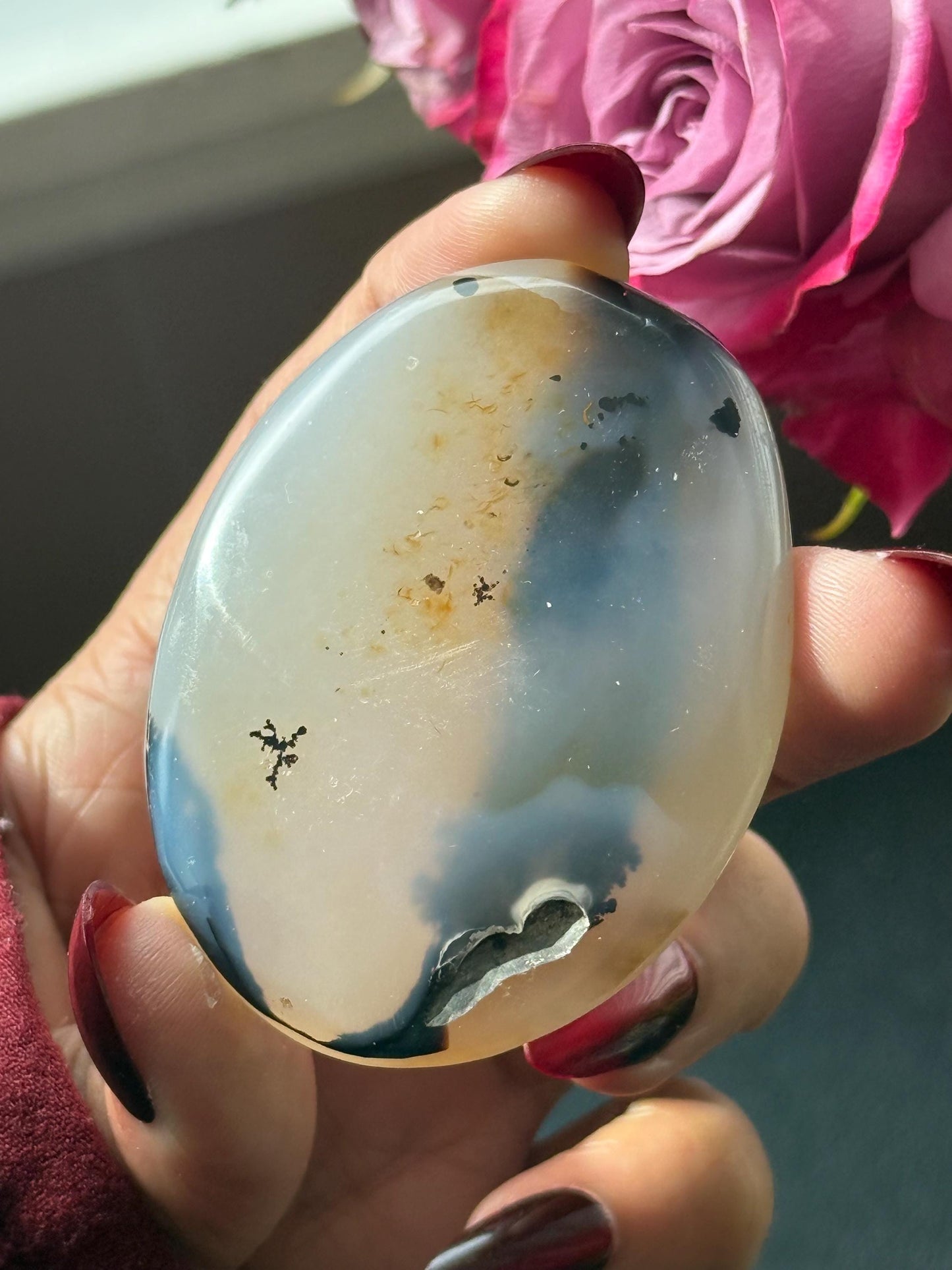 Dendritic Agate Palm stone, Dendrite, Dendritic Agate, Merlinite, Wizard Stone, Stone of Magic, Crystal Gifts, Metaphysical Gifts,