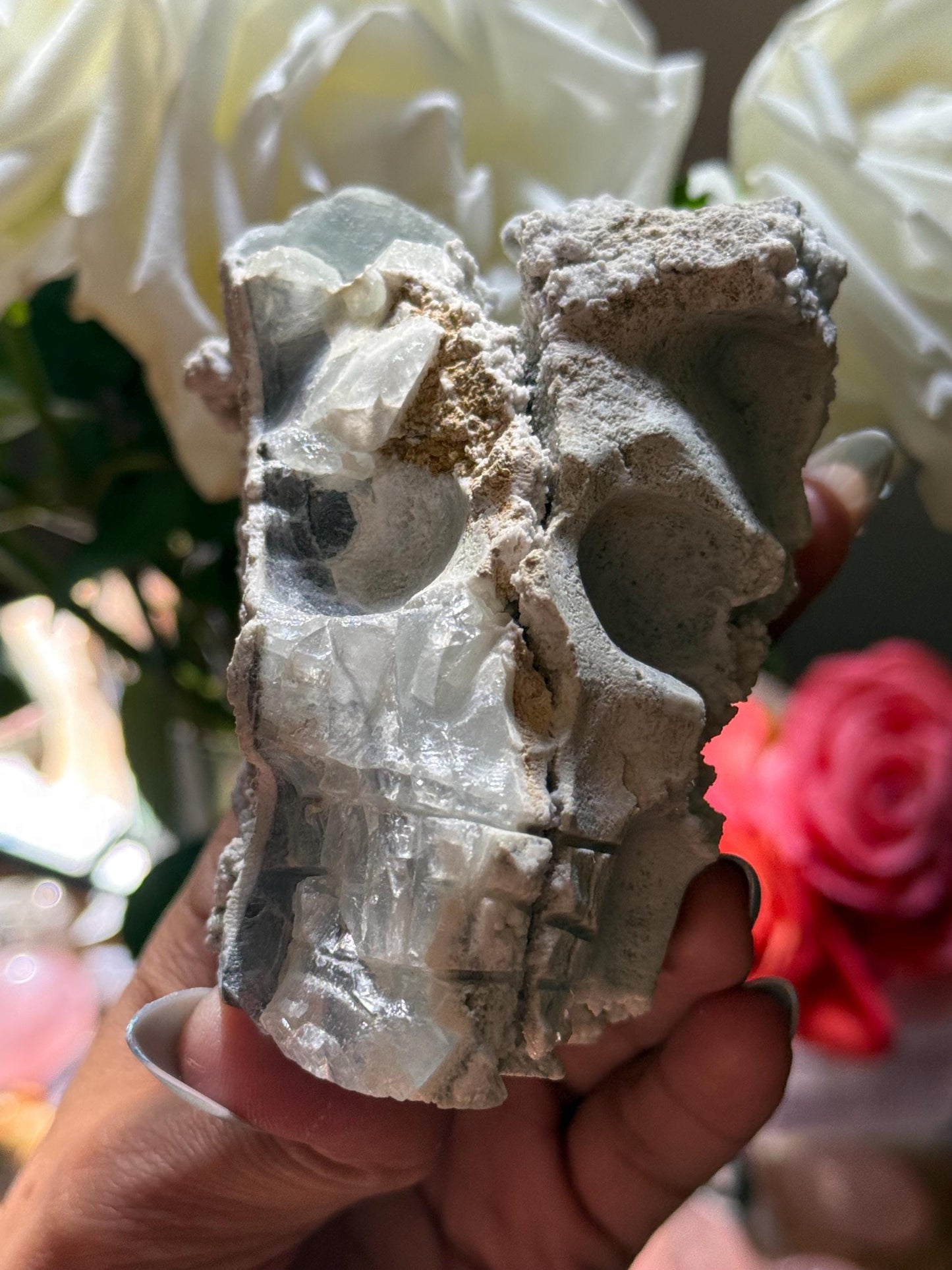 Fluorite Skull, Unique Crystal Fluorite Skull, Green Hexagonal Fluorite Skull, Crystal Skulls, Metaphysical Gifts, Crystal Gifts