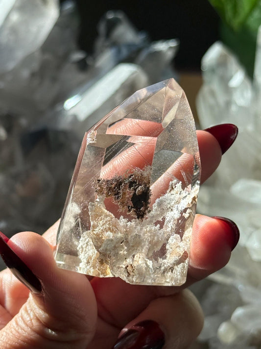 Silver Rutilated Quartz, Titanium dioxide mineral, Rutilated Quartz, Rutile Quartz, Garden Quartz, Polished Lodolite Quartz, Crystal Gifts,