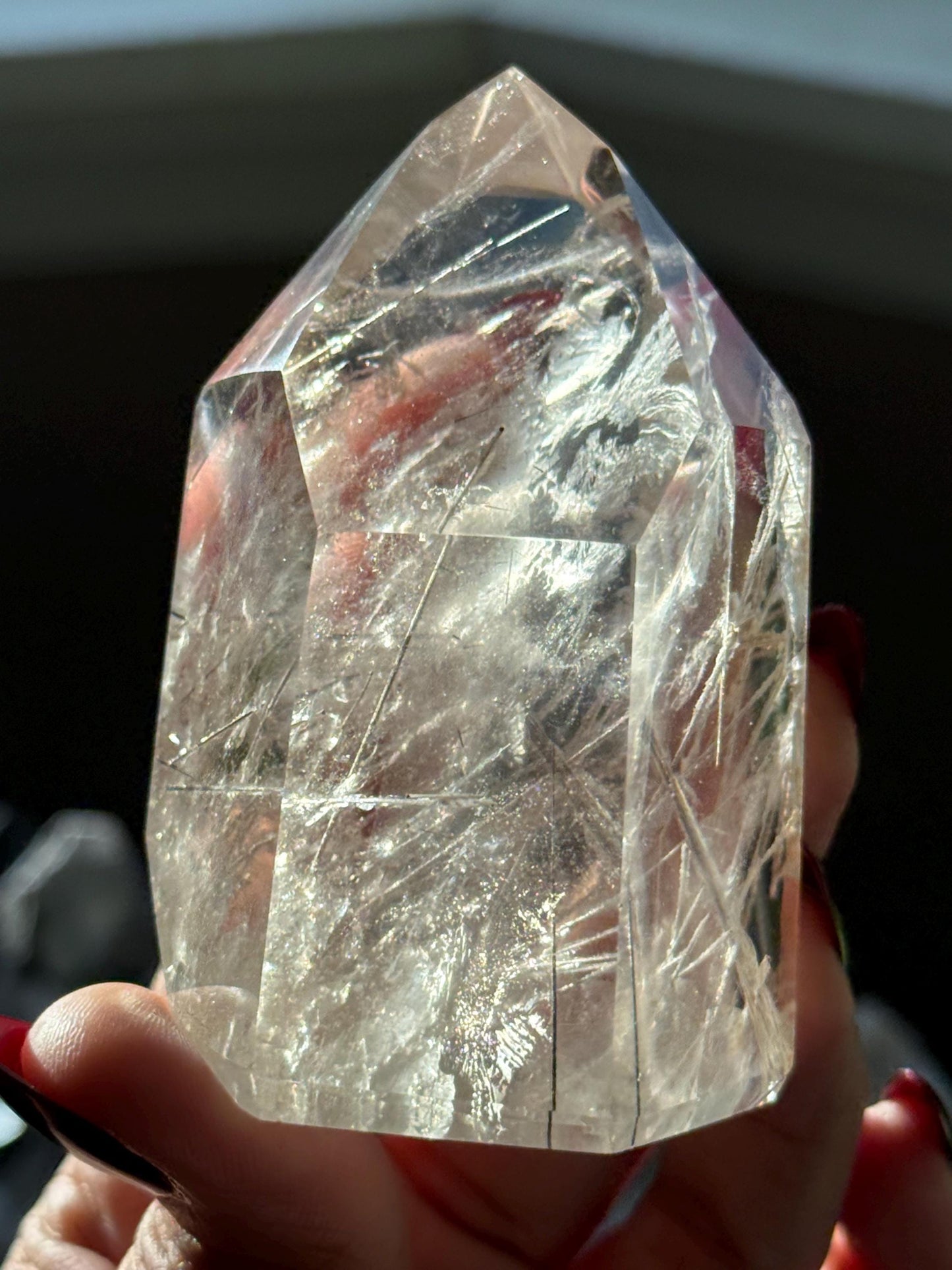 Silver Rutilated Quartz, Titanium dioxide mineral, Rutilated Quartz, Rutile Quartz, Garden Quartz, Polished Lodolite Quartz, Crystal Gifts,