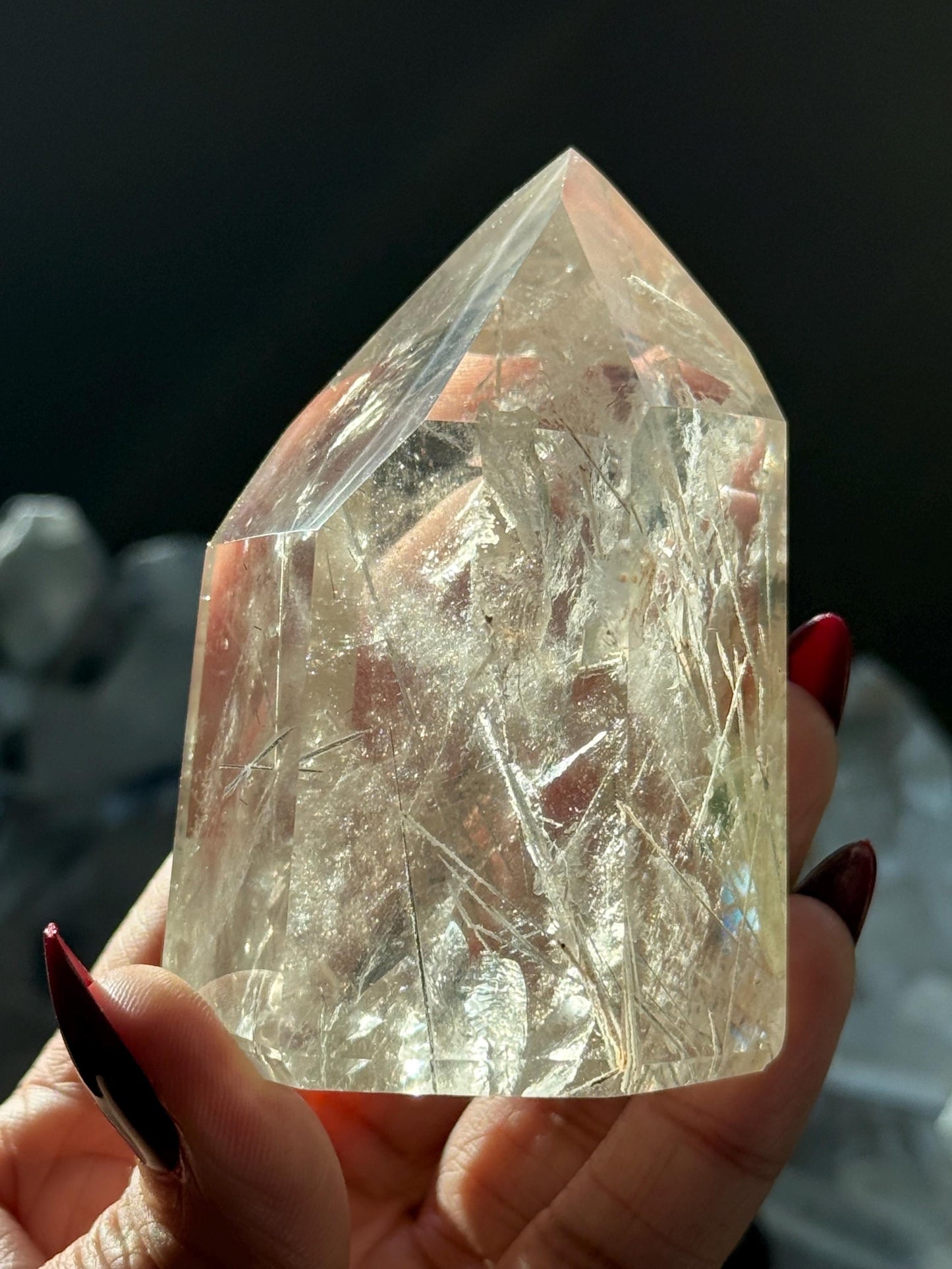 Silver Rutilated Quartz, Titanium dioxide mineral, Rutilated Quartz, Rutile Quartz, Garden Quartz, Polished Lodolite Quartz, Crystal Gifts,