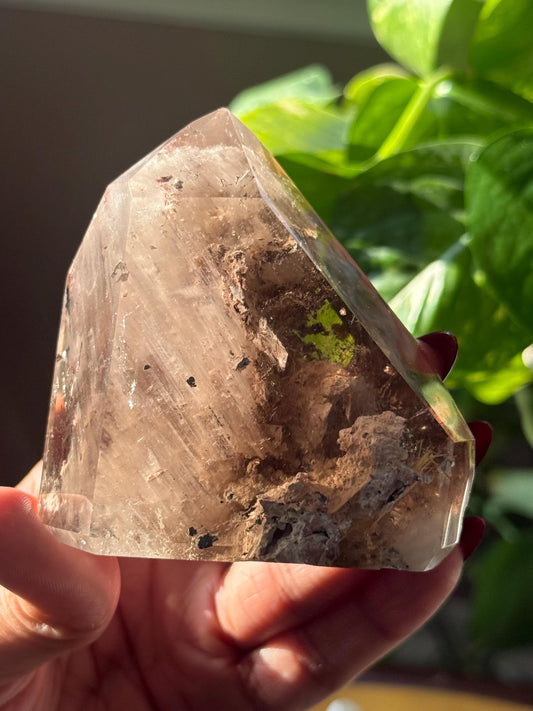 Smoky Quartz With Lodolite Inclusions, High Clarity Garden Quartz, Rutile Quartz, Scenic Quartz Stone, Polished Garden Quartz, Crystal Gifts