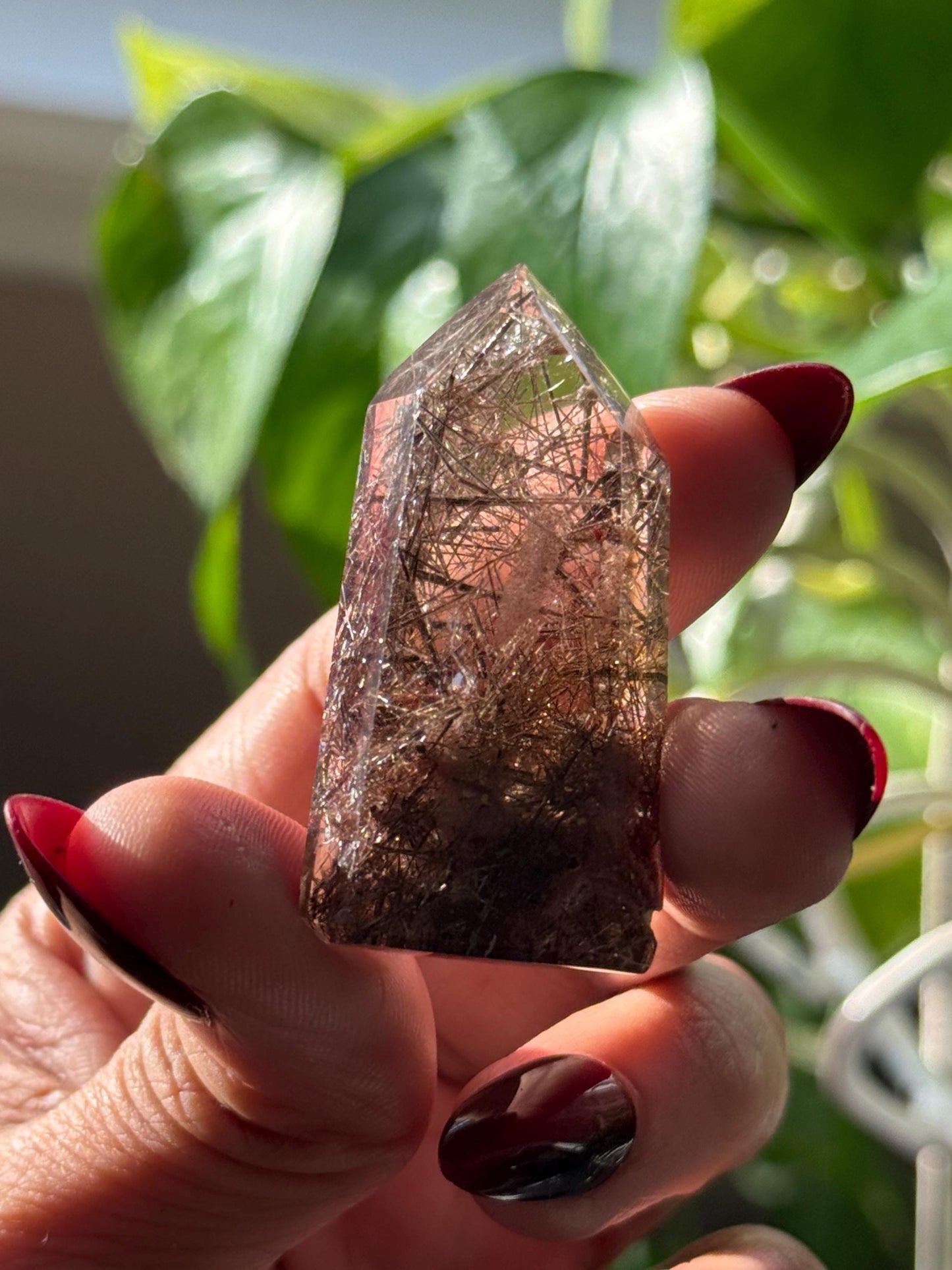 Silver Rutilated Quartz, Black Rutile, Titanium dioxide mineral, Rutilated Quartz, Rutile Quartz, Mini
