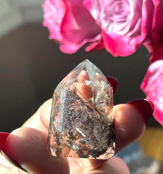 Silver Rutilated Quartz, Titanium dioxide mineral, Rutilated Quartz, Rutile Quartz, Garden Quartz, Polished Lodolite Quartz, Crystal Gifts,