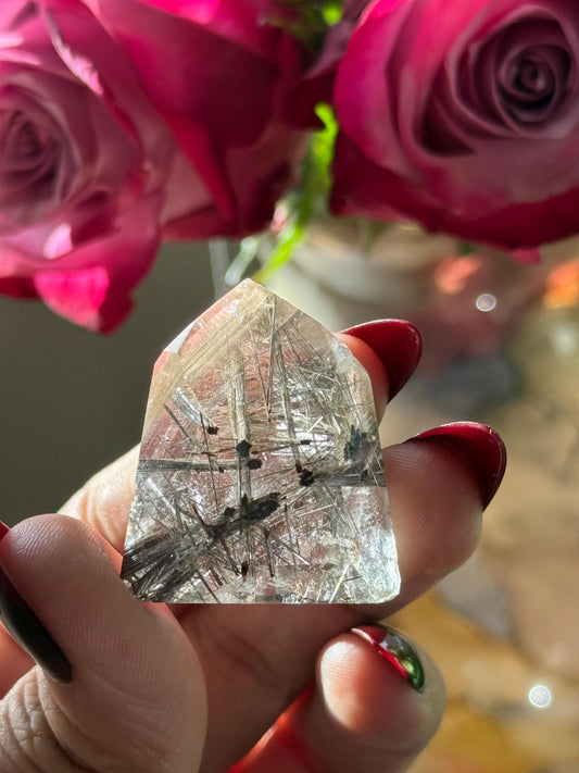 Silver Rutilated Quartz, Titanium dioxide mineral, Black Rutile, Rutilated Quartz, Rutile Quartz, Garden Quartz, MINI SIZE