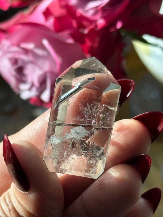 Silver Rutilated Quartz, Titanium dioxide mineral, Black Rutile, Rutilated Quartz, Rutile Quartz, Garden Quartz, MINI SIZE