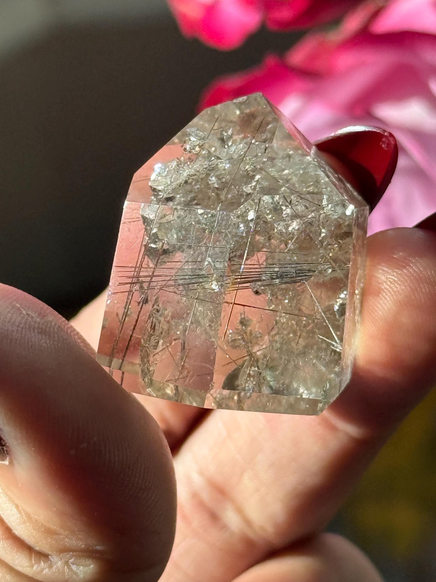 Silver Rutilated Quartz with Mica, Titanium dioxide mineral, Black Rutile, Rutilated Quartz, Rutile Quartz, Garden Quartz, MINI SIZE