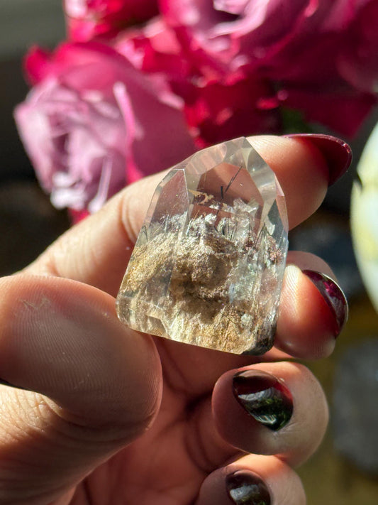 Mini  Garden Quartz Point with Silver Rutile, Garden Quartz, Rutile Quartz, Lodolite Quartz, MINI Size