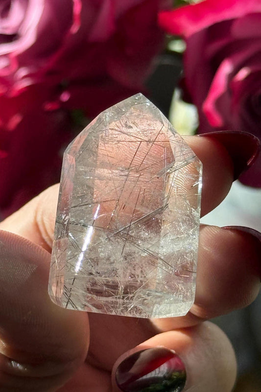 Silver Rutilated Quartz, Titanium dioxide mineral, Black Rutile, Rutilated Quartz, Rutile Quartz, Garden Quartz, MINI SIZE