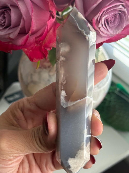 Gorgeous Black Flower Agate, Black Flower Agate Blue Flower Agate, Flower Agate, Blue Chalcedony, Crystal Gifts, Dendrite Agate,