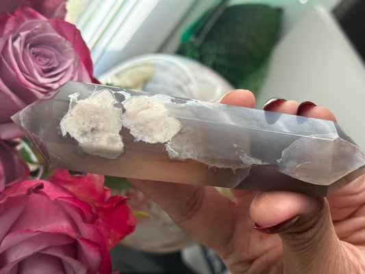 Gorgeous Black Flower Agate, Black Flower Agate Blue Flower Agate, Flower Agate, Blue Chalcedony, Crystal Gifts, Dendrite Agate,