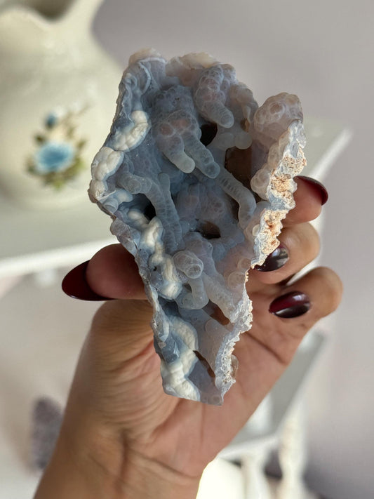 Rare Orca Agate Specimen – Raw Botryoidal Chalcedony Crystal, Natural Mineral Fossil, Collector’s Healing Stone Gift