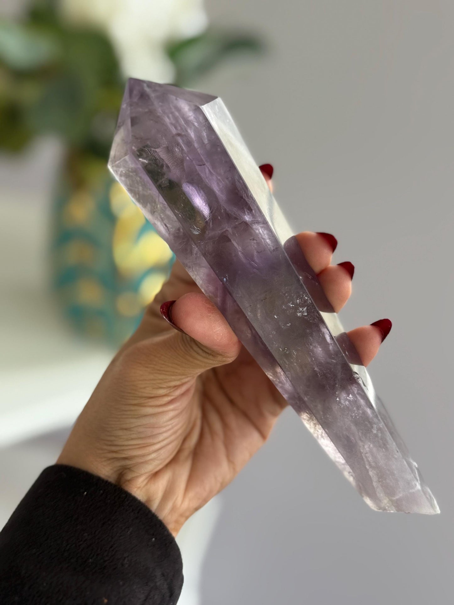 Rainbow Amethyst Wand Point – Natural Amethyst Quartz Crystal